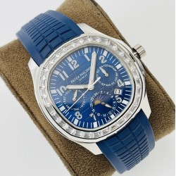 Patek Philippe - Aquanaut Travel Time 40mm Diamonds SS/RU Blue Dial PPF A324
