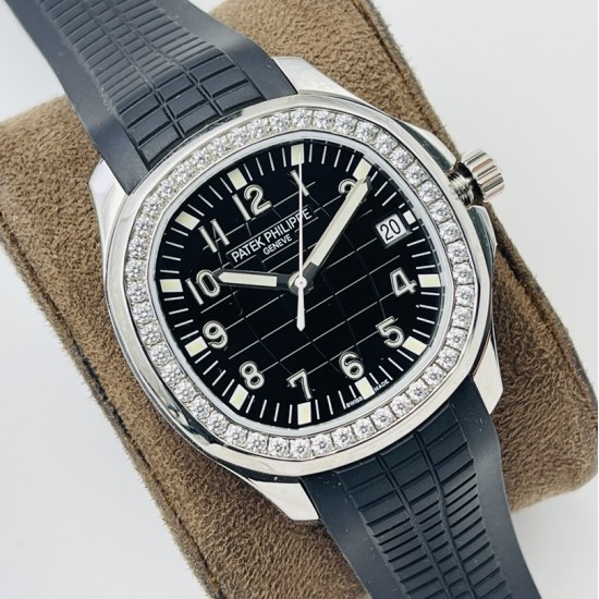 Patek Philippe - Aquanaut Ref.5167 40mm Diamonds SS/RU Black PPF 1:1 MY9015 Mod
