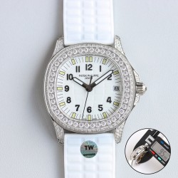 Patek Philippe - Aquanaut Ladies 35.6mm Full Diamond SS/RU White TWF A324