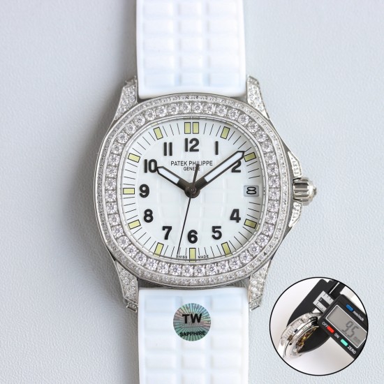 Patek Philippe - Aquanaut Ladies 35.6mm Full Diamond SS/RU White TWF A324