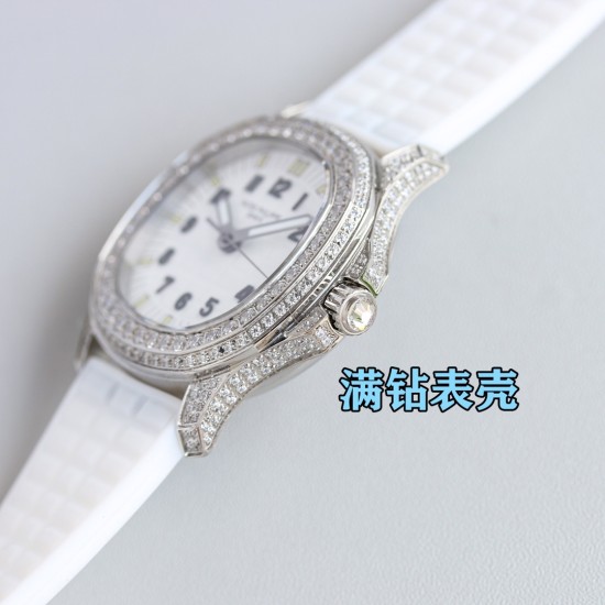 Patek Philippe - Aquanaut Ladies 35.6mm Full Diamond SS/RU White TWF A324