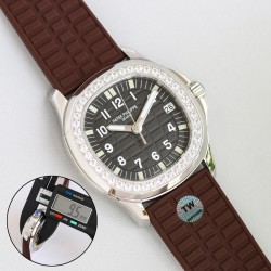Patek Philippe - Aquanaut Ladies 35.6mm Full Diamond SS/RU Black TWF A324