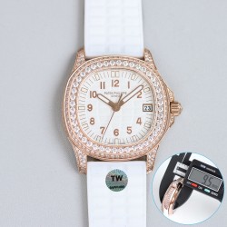 Patek Philippe - Aquanaut Ladies 35.6mm Full Diamond RG/RU White TWF A324