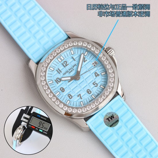 Patek Philippe - Aquanaut Ladies 35.6mm Full Diamond SS/RU Blue TWF A324