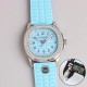 Patek Philippe - Aquanaut Ladies 35.6mm Full Diamond SS/RU Blue TWF A324