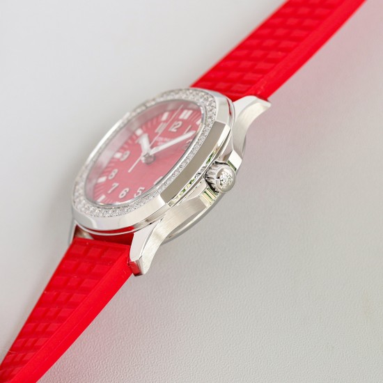 Patek Philippe - Aquanaut Ladies 35.6mm Full Diamond SS/RU Red TWF A324