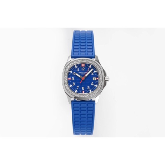 Patek Philippe - Aquanaut Lady 5067A Transparent Diamonds 35.6mm SS/RU Blue Dial PPF Quartz