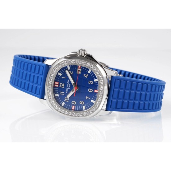 Patek Philippe - Aquanaut Lady 5067A Transparent Diamonds 35.6mm SS/RU Blue Dial PPF Quartz