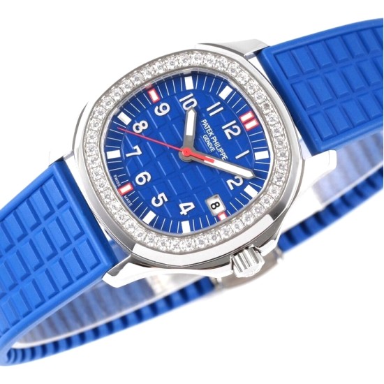 Patek Philippe - Aquanaut Lady 5067A Transparent Diamonds 35.6mm SS/RU Blue Dial PPF Quartz