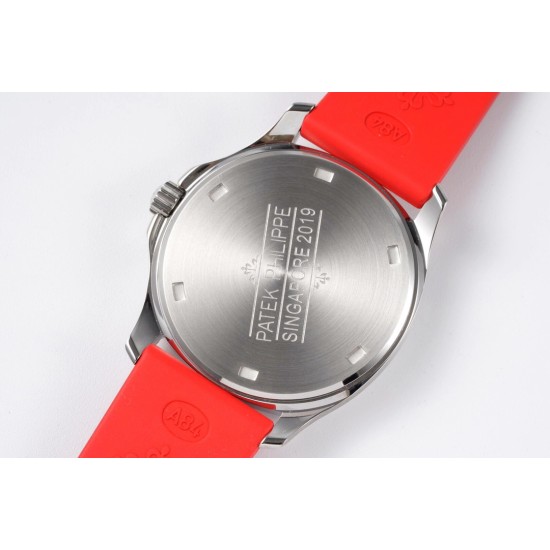 Patek Philippe - Aquanaut Lady 5067A Transparent Diamonds 35.6mm SS/RU Red Dial PPF Quartz