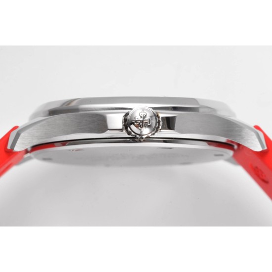 Patek Philippe - Aquanaut Lady 5067A Transparent Diamonds 35.6mm SS/RU Red Dial PPF Quartz