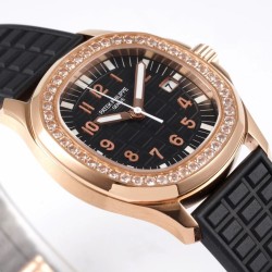 Patek Philippe - Aquanaut Lady 5067A Transparent Diamonds 35.6mm RG/RU Black Dial PPF Quartz
