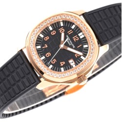 Patek Philippe - Aquanaut Lady 5067A Transparent Diamonds 35.6mm RG/RU Black Dial PPF Quartz