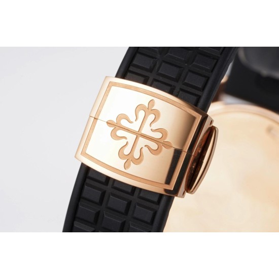 Patek Philippe - Aquanaut Lady 5067A Transparent Diamonds 35.6mm RG/RU Black Dial PPF Quartz