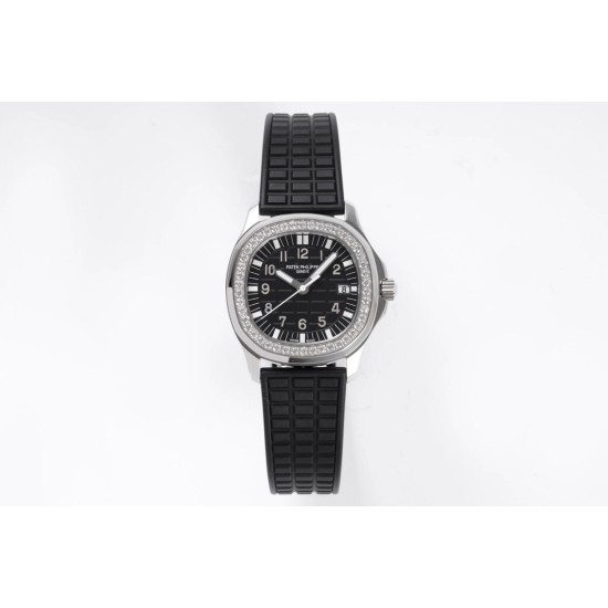 Patek Philippe - Aquanaut Lady 5067A Transparent Diamonds 35.6mm SS/RU Black Dial PPF Quartz