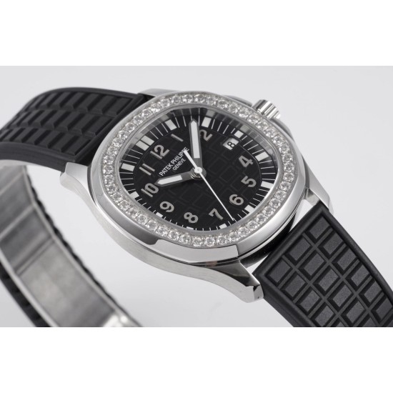 Patek Philippe - Aquanaut Lady 5067A Transparent Diamonds 35.6mm SS/RU Black Dial PPF Quartz