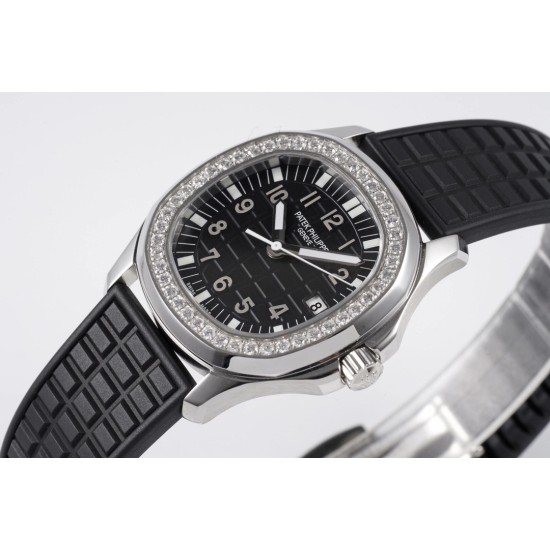 Patek Philippe - Aquanaut Lady 5067A Transparent Diamonds 35.6mm SS/RU Black Dial PPF Quartz