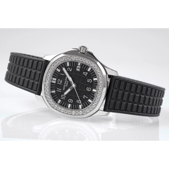 Patek Philippe - Aquanaut Lady 5067A Transparent Diamonds 35.6mm SS/RU Black Dial PPF Quartz