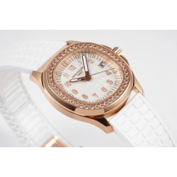 Patek Philippe - Aquanaut Lady 5067A Transparent Diamonds 35.6mm RG/RU White Dial PPF Quartz