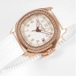 Patek Philippe - Aquanaut Lady 5067A Transparent Diamonds 35.6mm RG/RU White Dial PPF Quartz