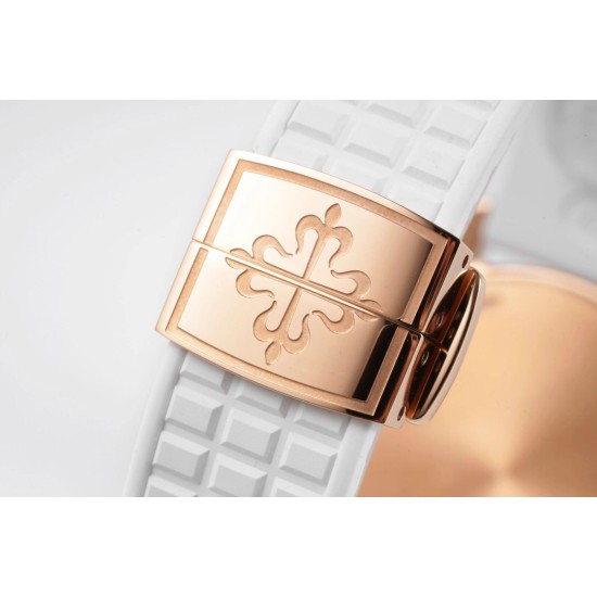 Patek Philippe - Aquanaut Lady 5067A Transparent Diamonds 35.6mm RG/RU White Dial PPF Quartz