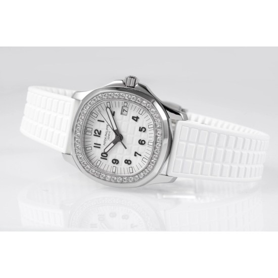 Patek Philippe - Aquanaut Lady 5067A Transparent Diamonds 35.6mm SS/RU White Dial PPF Quartz