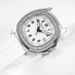 Patek Philippe - Aquanaut Lady 5067A Transparent Diamonds 35.6mm SS/RU White Dial PPF Quartz