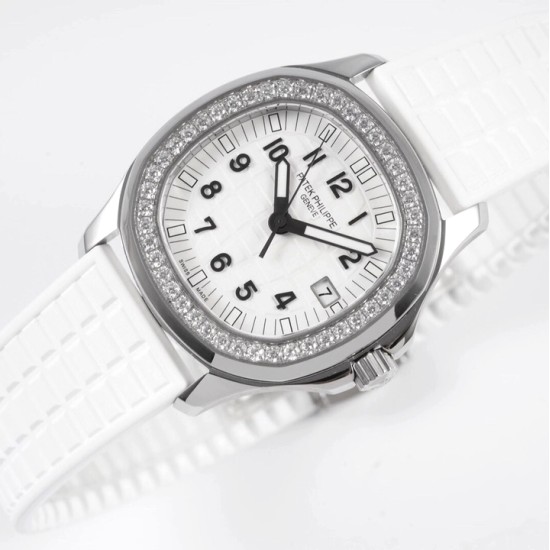 Patek Philippe - Aquanaut Lady 5067A Transparent Diamonds 35.6mm SS/RU White Dial PPF Quartz