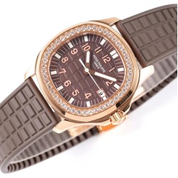 Patek Philippe - Aquanaut Lady 5067A Transparent Diamonds 35.6mm RG/RU Brown Dial PPF Quartz
