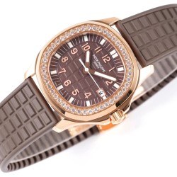 Patek Philippe - Aquanaut Lady 5067A Transparent Diamonds 35.6mm RG/RU Brown Dial PPF Quartz