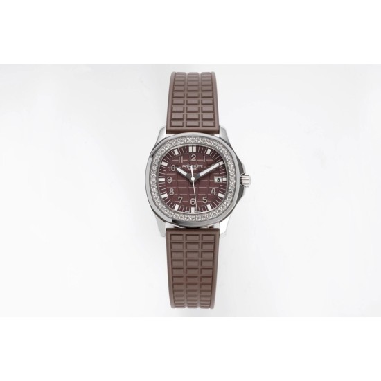 Patek Philippe - Aquanaut Lady 5067A Transparent Diamonds 35.6mm SS/RU Brown Dial PPF Quartz