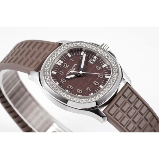 Patek Philippe - Aquanaut Lady 5067A Transparent Diamonds 35.6mm SS/RU Brown Dial PPF Quartz