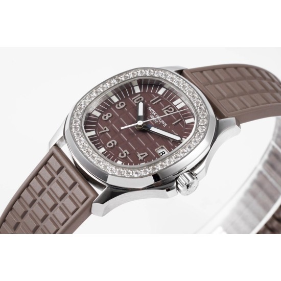 Patek Philippe - Aquanaut Lady 5067A Transparent Diamonds 35.6mm SS/RU Brown Dial PPF Quartz