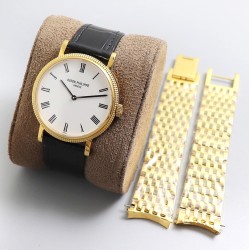 Patek Philippe - Calatrava 5120J 39mm YG/LE White Dial Roman Numeral Markers TWF Asia 21J Mod Cal.240