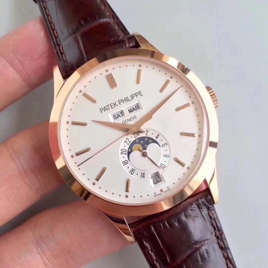 Patek Philippe - Annual Cal. Moonphase Ref.5396 38mm RG/LE Wht/Stk KMF A324