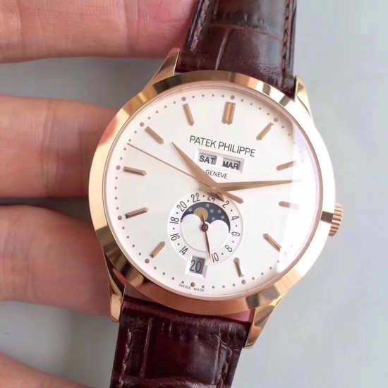 Patek Philippe - Annual Cal. Moonphase Ref.5396 38mm RG/LE Wht/Stk KMF A324