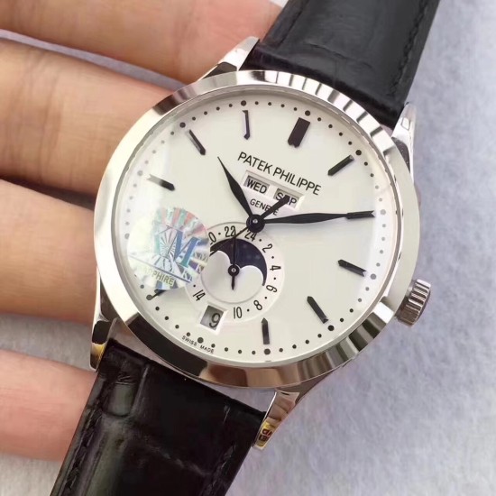 Patek Philippe - Annual Cal. Moonphase Ref.5396 38mm SS/LE White/Stk KMF A324