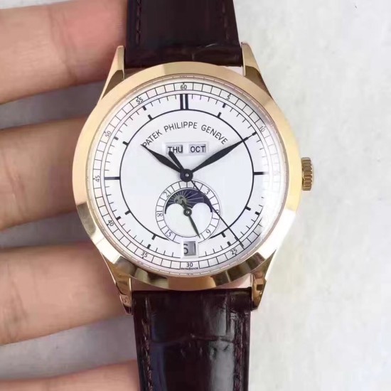 Patek Philippe - Annual Calendar Moonphase 5396 38.5mm YG/LE White Dial KMF A324
