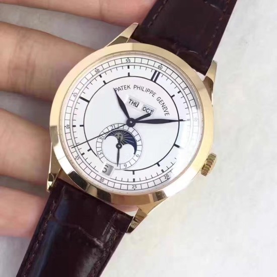 Patek Philippe - Annual Calendar Moonphase 5396 38.5mm YG/LE White Dial KMF A324