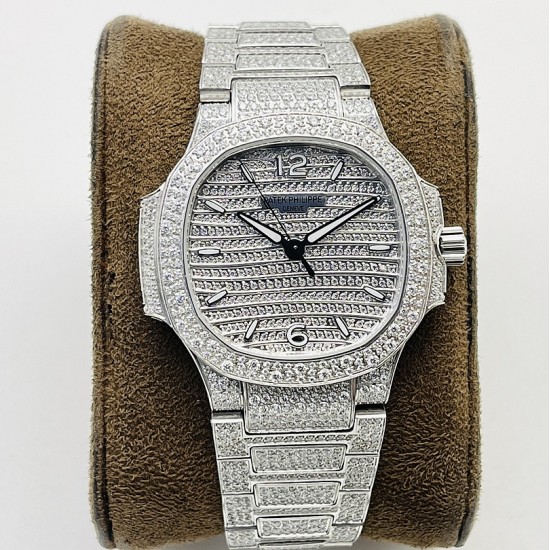 Patek Philippe - Nautilus 7118 35mm Full Diamonds Platinum SS/SS Diamonds Dial GRF A324