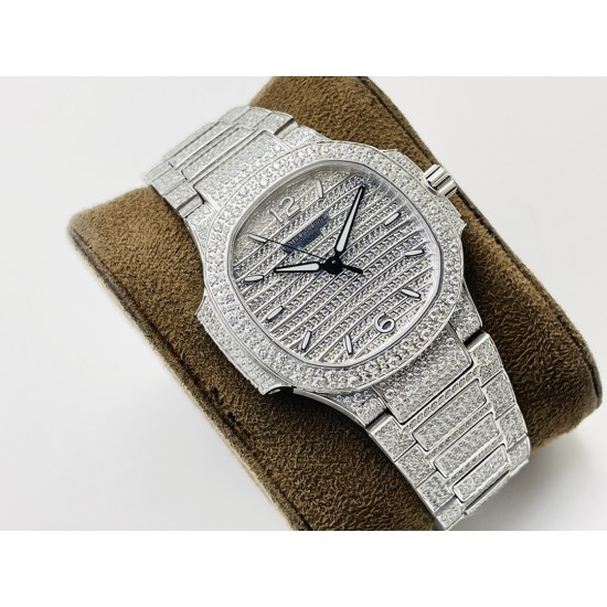 Patek Philippe - Nautilus 7118 35mm Full Diamonds Platinum SS/SS Diamonds Dial GRF A324