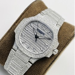 Patek Philippe - Nautilus 7118 35mm Full Diamonds Platinum SS/SS Diamonds Dial GRF A324