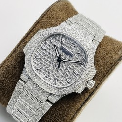 Patek Philippe - Nautilus 7118 35mm Full Diamonds Platinum SS/SS Diamonds Dial GRF A324