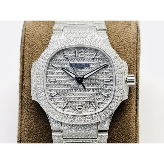 Patek Philippe - Nautilus 7118 35mm Full Diamonds Platinum SS/SS Diamonds Dial GRF A324