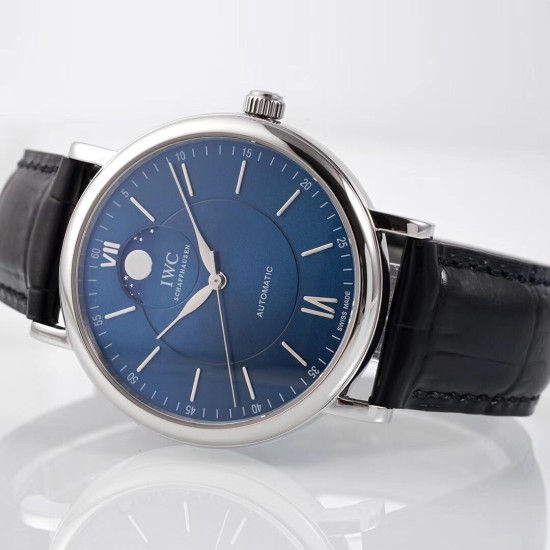 IWC-Portofino Automatic Moonphase White SS/LE 40mm Blue Dial AIF Cal.35800