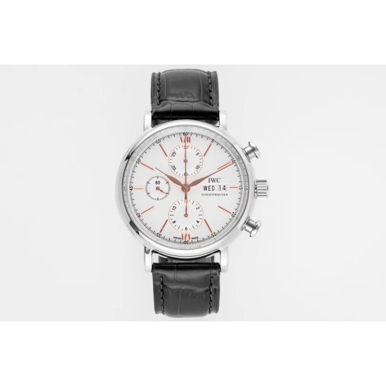 IWC-Portofino Chrono IW391031 42mm SS/LE White/RG TWF A7750