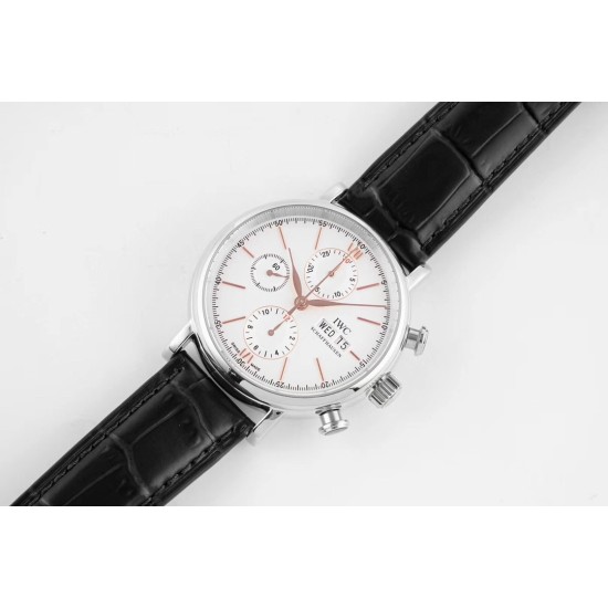 IWC-Portofino Chrono IW391031 42mm SS/LE White/RG TWF A7750