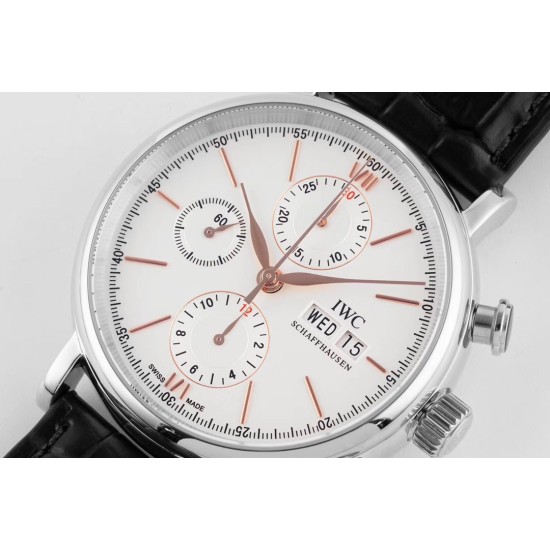 IWC-Portofino Chrono IW391031 42mm SS/LE White/RG TWF A7750