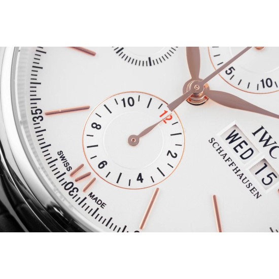 IWC-Portofino Chrono IW391031 42mm SS/LE White/RG TWF A7750