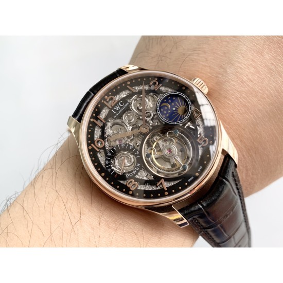 IWC-Portugieser Tourbillon Skeletonized Series IW504501 42mm RG/LE Black RG/Num YLF Tourbillon